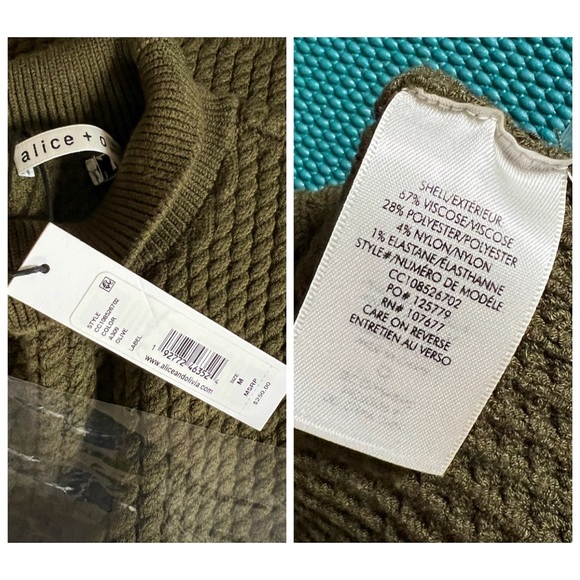 Alice + Olivia Darina Mock Neck Olive Green Sweater Tank Top - Picture 13 of 15